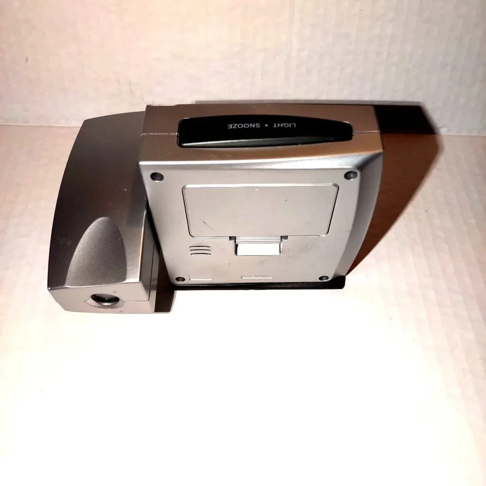 Projection Alarm Clock W/Snooze & Light Feature Silver Finish Includes Adapter